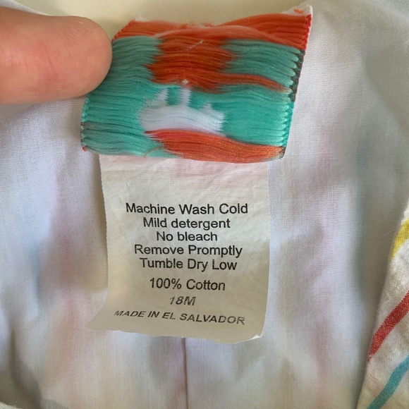 Boy's Shrimp and Grits Seersucker Striped Short Jonjon/Overalls 18M - Picture 3 of 4